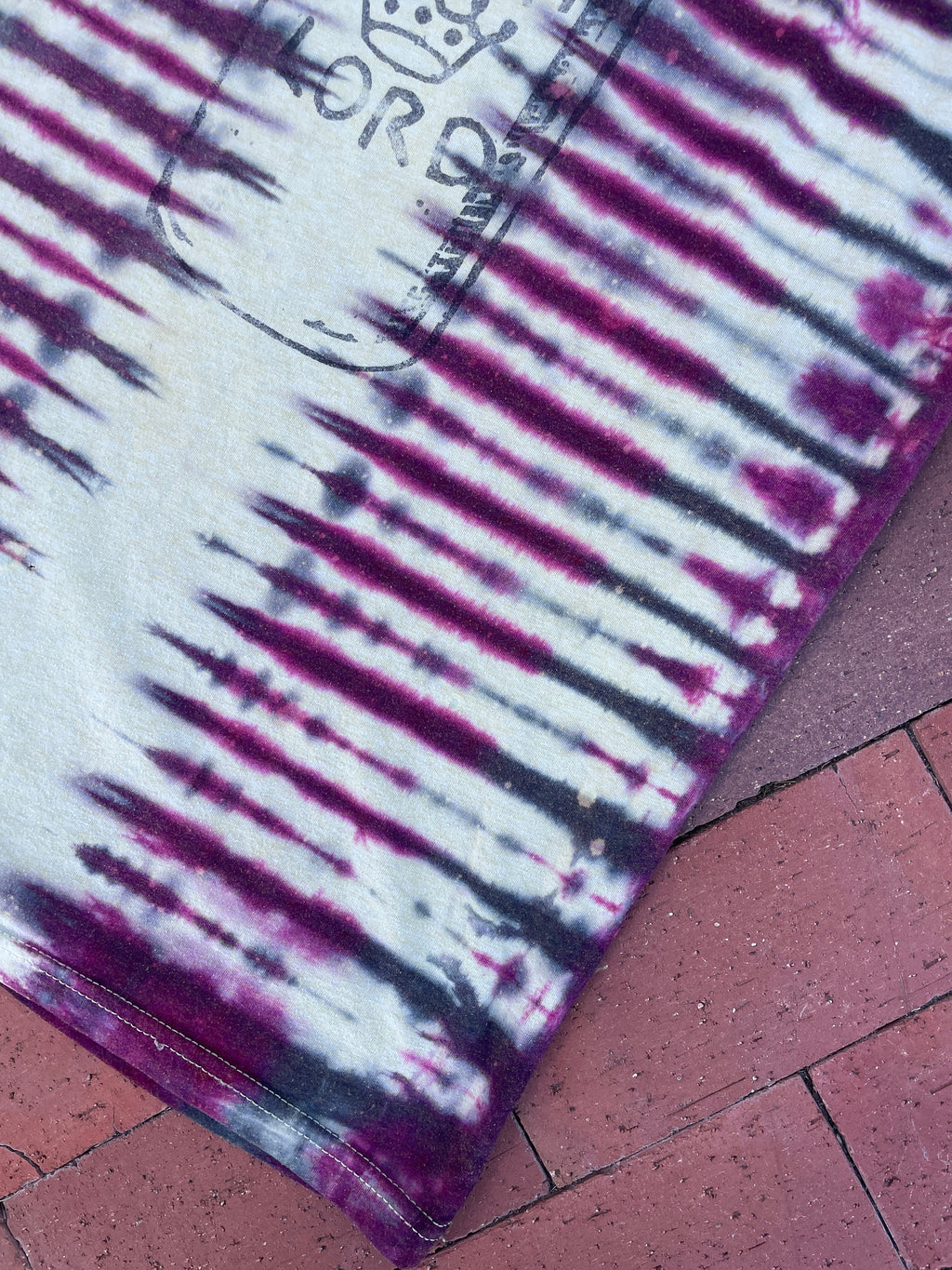 MEDIUM Men’s Rock Climbing Spray Lord Handmade Tie Dye Short Sleeve T-Shirt | One-Of-a-Kind Upcycled Yellow, Pink, and Black Graphic Tee