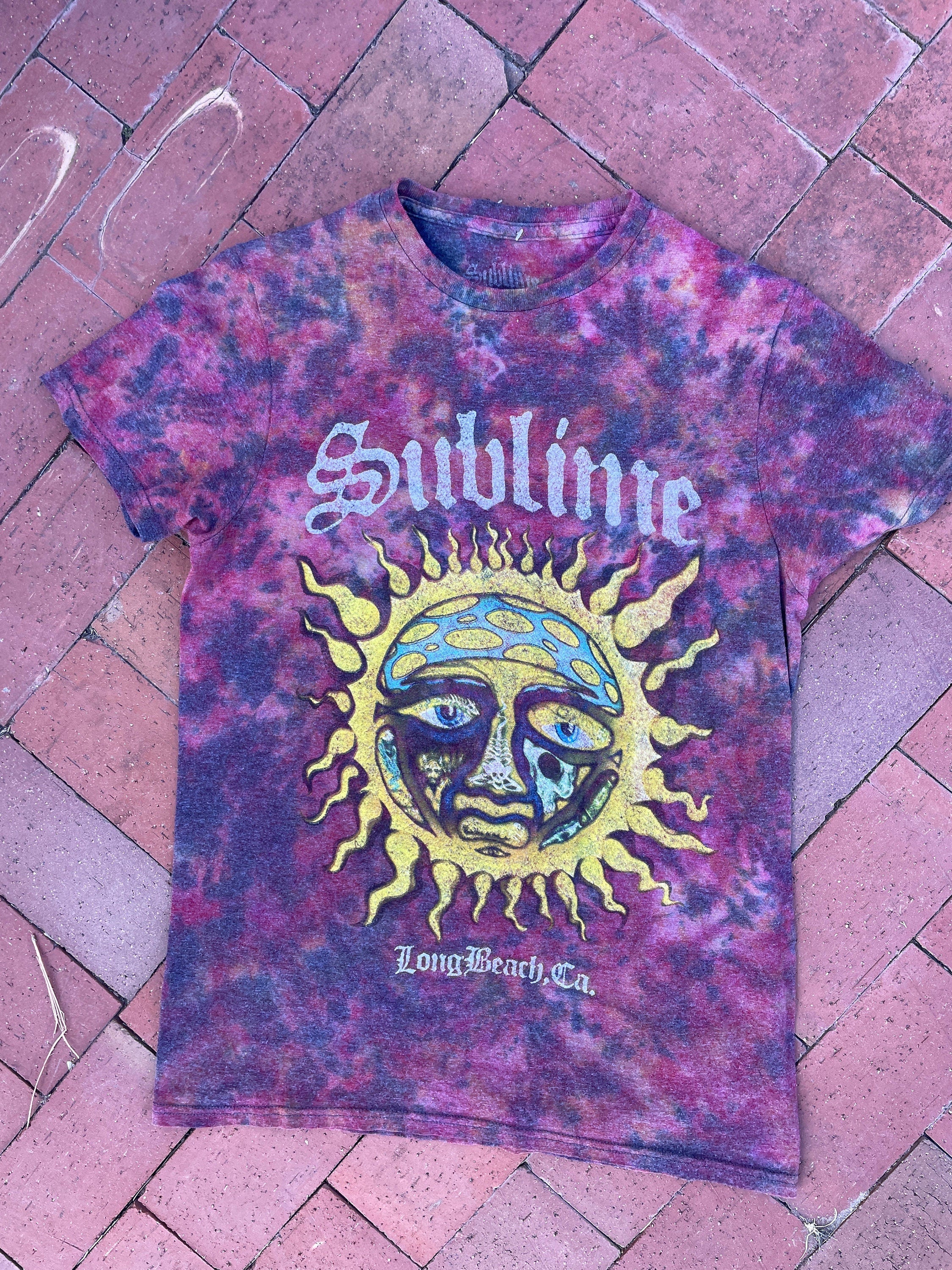 SMALL Women's Sublime Handmade Reverse Tie Dye Short Sleeve T-Shirt | One-Of-a-Kind Upcycled Black and Red Crumpled Top