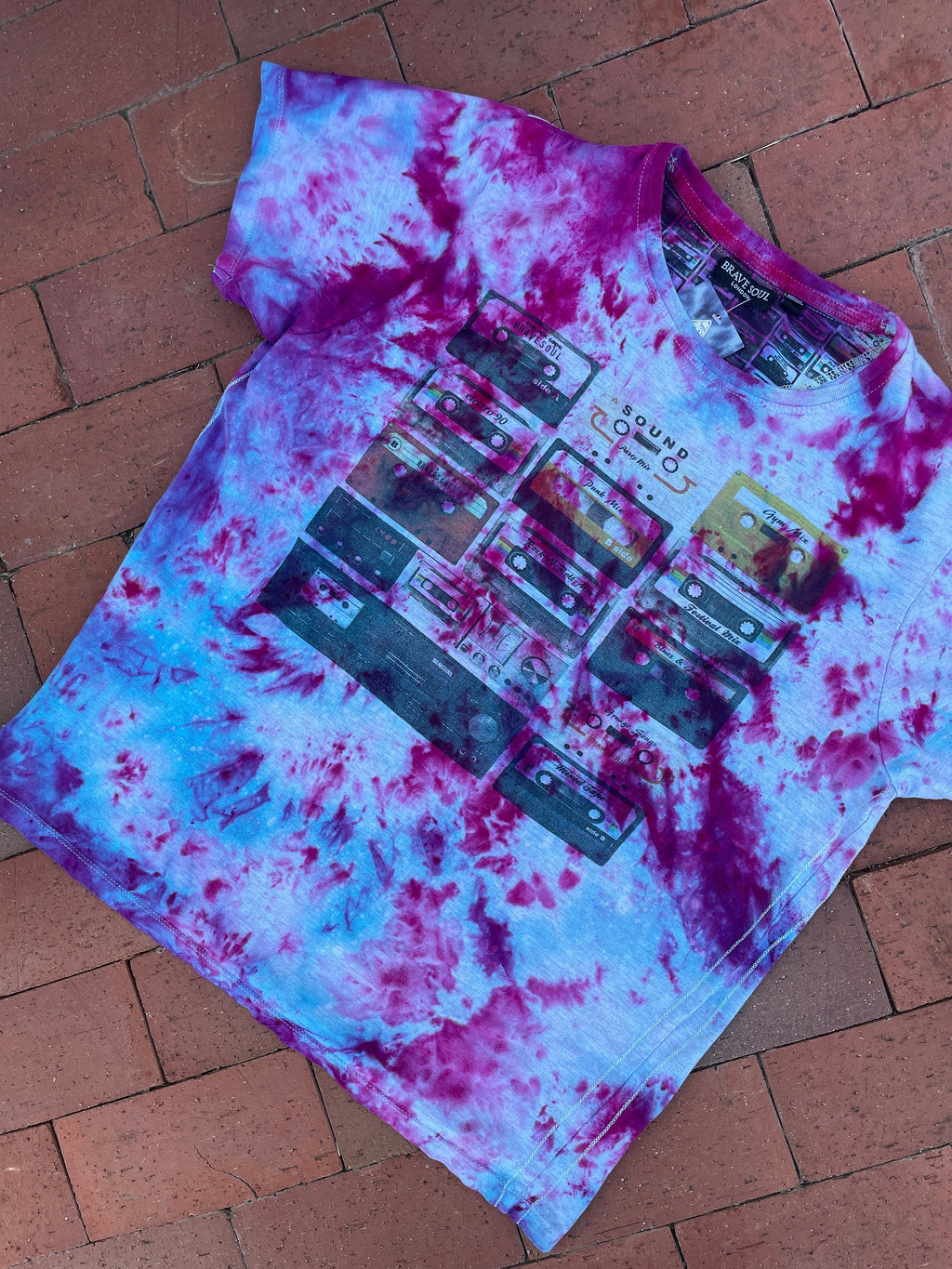 M/L Men’s Boombox Galaxy Ice Dye Tie Dye Short Sleeve T-Shirt | One-Of-a-Kind Upcycled Blue and Pink Top