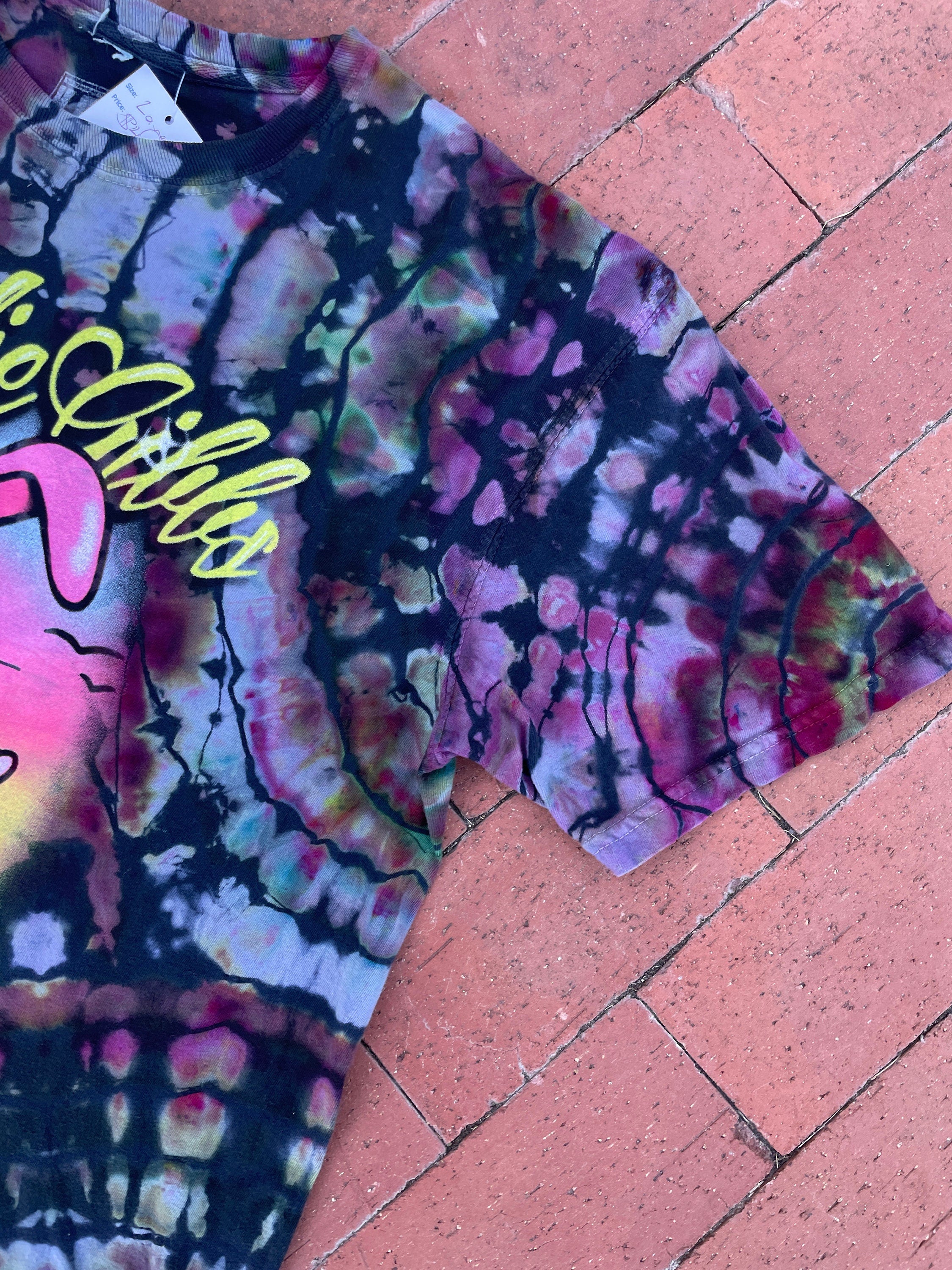 LARGE Men’s Freddie Gibbs Airbrush Bunny Reverse Tie Dye Short Sleeve T-Shirt | One-Of-a-Kind Upcycled Black and Blue Geode Top