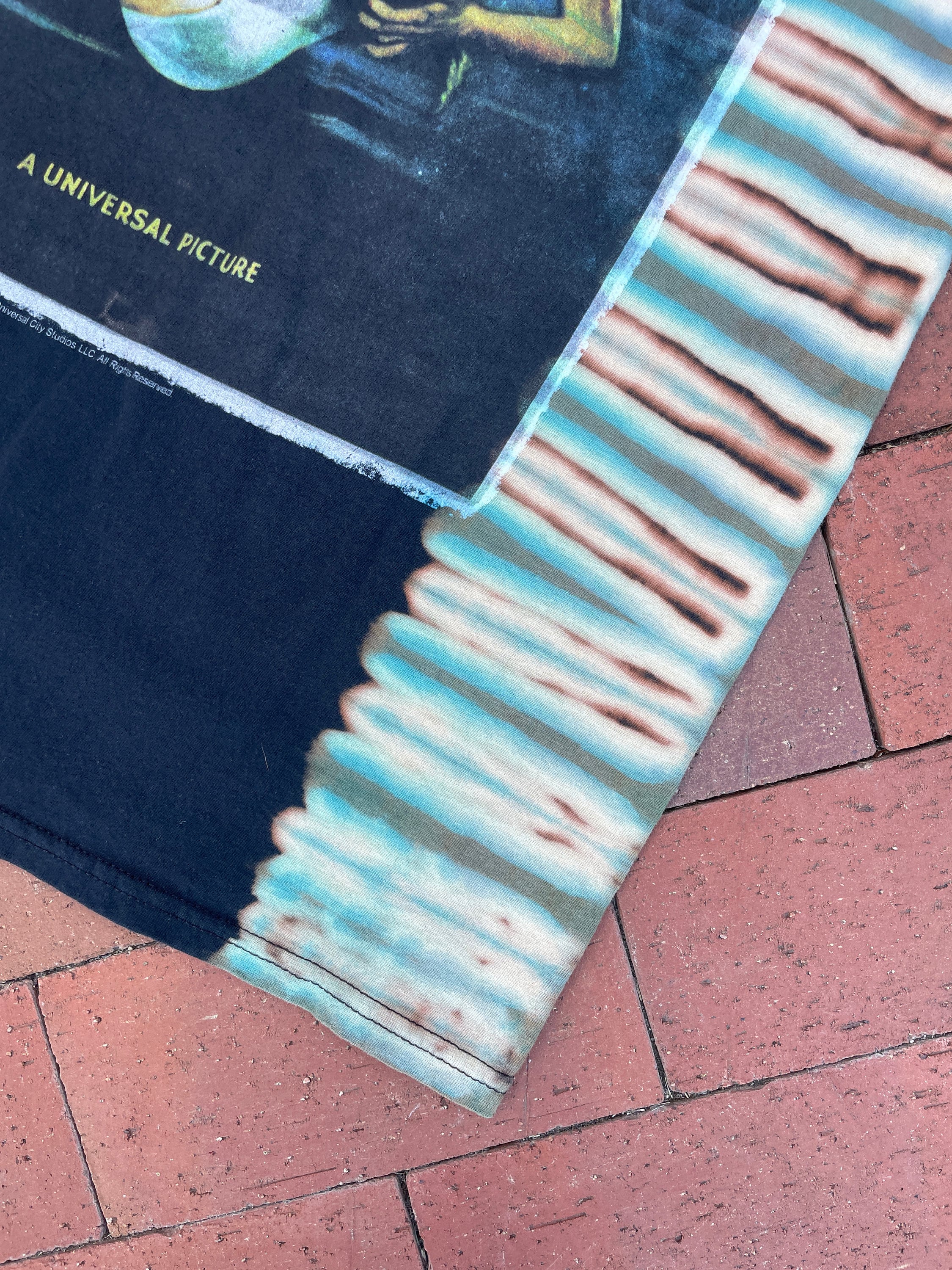 MEDIUM Men’s Creatue from the Black Lagoon Handmade Reverse Tie Dye Short Sleeve T-Shirt | One-Of-a-Kind Vintage Upcycled Black and Blue Top