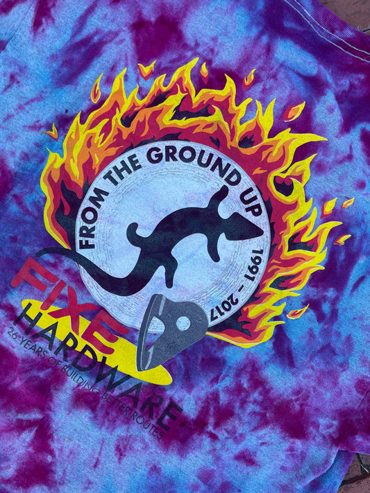 Medium Men’s Fixe Hardware Galaxy Ice Dye Tie Dye Short Sleeve Double-Sided T-Shirt | One-Of-a-Kind Upcycled Blue and Pink Top